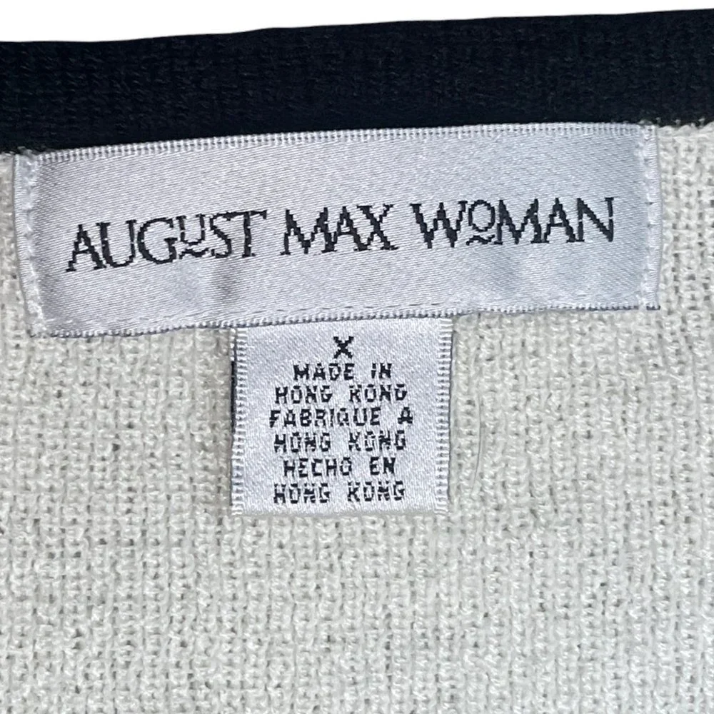 Vintage August Max Woman Cardigan Short Sleeve Top Set Off White Black Size X - Picture 10 of 13